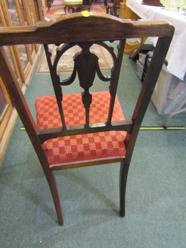 EDWARDIAN DINING CHAIRS, set of 6 carved walnut swag design back dining chairs with tapering - Image 2 of 3