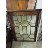 PROVINCIAL GEORGIAN HANGING GLAZED CORNER CABINET, period cast metal handle with glazing in the