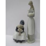 COPENHAGEN, figure of Seated Girl Sewing, pattern no 1314, 6" height and Nao figure of Young Lady