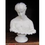 PARIAN, 19th Century Copeland Parian bust of Clytie after Delfech, 9" height