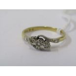 18ct YELLOW GOLD & PLATINUM 3 STONE DIAMOND RING, size R