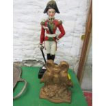 DUKE OF WELLINGTON, enamelled cast iron door stop depicting the Duke, together with Victorian bird