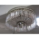 LIGHTING, vintage glass lustre circular electrolier, 16" dia