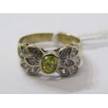 9CT YELLOW GOLD YELLOW & WHITE STONE CLUSTER RING, approx. 3.9grms in weight, size P