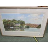 M. BARNFATHER, signed limited edition colour print, "Malpas Point, Truro", 13" x 27"
