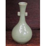 ORIENTAL CERAMICS, Chinese Yuan Dynasty small celadon glazed bottle vase, ovoid body, elegantly