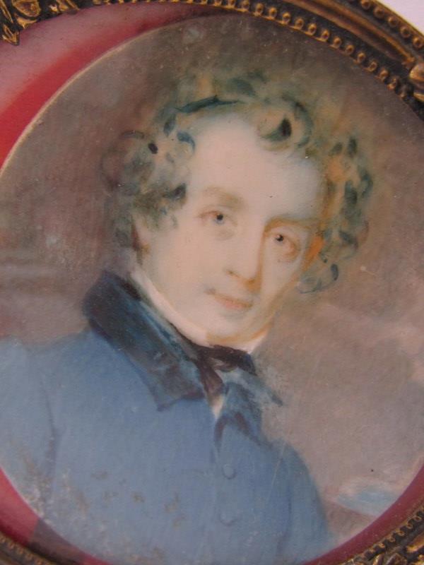 REGENCY OVAL POTRAIT MINIATURE, "Gentleman with blue cravat", label on reverse "by Mr King, - Image 2 of 2