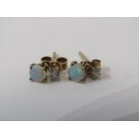 PAIR OF 9CT YELLOW GOLD OPAL & DIAMOND EARRINGS