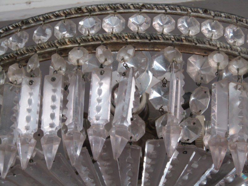 LIGHTING, vintage glass lustre circular electrolier, 16" dia - Image 2 of 2