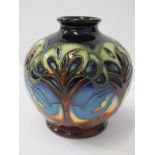MOORCROFT, signed limited edition 2010 spherical 4.5" vase "Blue Bird" pattern
