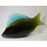 CZECHOSLOVAKIAN GLASS, "Rainbow Fish", 13" length, etched mark to base, together with similar