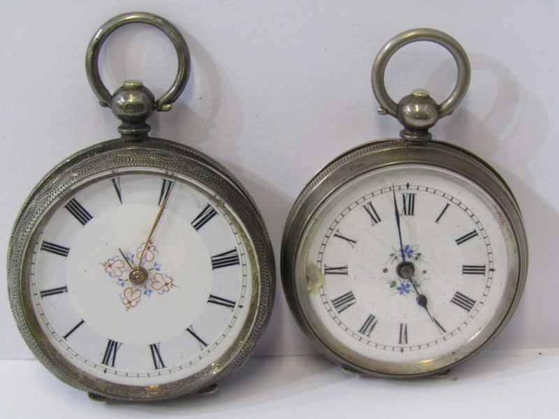 2 LADIES SILVER CASED FOB WATCHES, both in untested condition