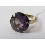 LARGE CREATED ALEXANDRITE SOLITAIRE RING, large purple colour change stone possibly created