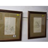 PERSIAN SCHOOL, pair of watercolour heightened drawings "Courting Couple"
