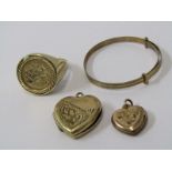 9ct GOLD ITEMS, 9ct gold George & The Dragon ring, 9ct gold babies expanding bracelet, combined