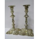 SILVER CANDLESTICKS, pair of classical design silver candlesticks, with fluted stems on shaped