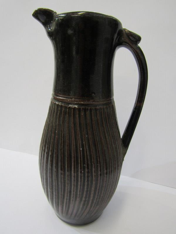 STUDIO POTTERY, Mary Rich- style gilded small bowl, also small tenmoku glazed ewer jug and shaped - Image 4 of 7