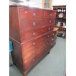 EARLY 19TH CENTURY MAHOGANY TALLBOY, 2 short and 5 long graduated drawers with brass ring drop