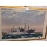 SHIP PORTRAIT, Winston Megoran, signed watercolour, "HMS Southern Pride", 11" x 16.5"