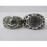 TWO SILVER HARLEY DAVIDSON RINGS