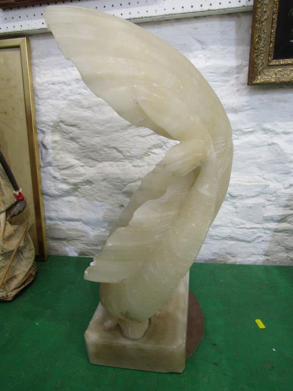 ITALIAN ALABASTER CARVING, 19th Century shell and fish table top display, 22" height - Image 3 of 4