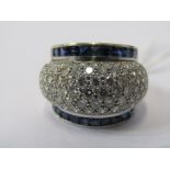 HEAVY WEIGHT 18CT WHITE GOLD SAPPHIRE & DIAMOND CLUSTER RING, principal cluster of diamonds well