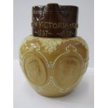 1897 VICTORIA JUBILEE, Doulton Lambeth stoneware portrait jug, 6.5" height