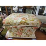 FLORAL UPHOLSTERED BOX OTTOMAN, 24" width