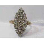 VINTAGE 18ct YELLOW GOLD DIAMOND SET MARQUISE CLUSTER RING, total diamond weight in excess of 2ct,