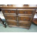CROMWELLIAN OAK NARROW CHEST OF DRAWERS, 2 short and 2 long drawers with plain fielded design and