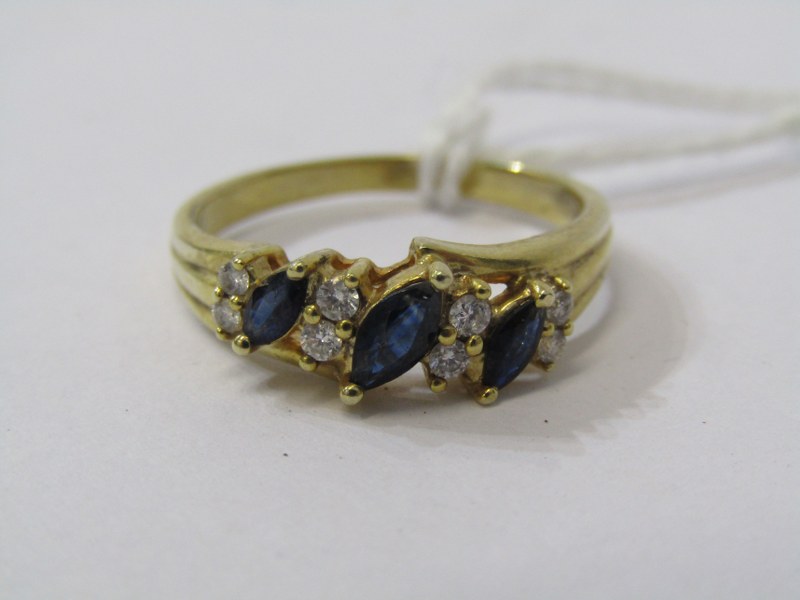 9ct YELLOW GOLD SAPPHIRE ETERNITY STYLE RING, size P/Q