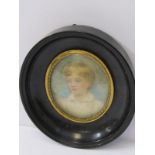 VICTORIAN PORTRAIT MINIATURE "Young Boy", inscribed on reverse