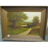 C. HAYWOOD, signed oil on canvas dated 1896, "Overlooking the Valley", 15.5" x 22"