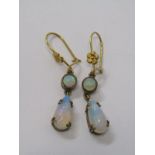 PAIR OF 9ct YELLOW GOLD OPAL DROP EARRINGS