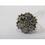 18CT WHITE GOLD 7 STONE DIAMOND CLUSTER RING, approx. 2cts total diamond weight, 5.8grms in