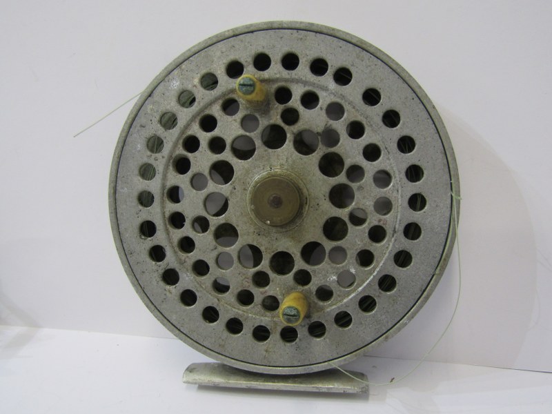 ANGLING, Hardy 'Perfect' fly reel, also aluminium 5.25 centre pin fishing reel and 2" brass winch - Image 3 of 5