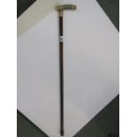 WALKING CANE, gold mounted horn handled walking cane