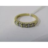 18CT YELLOW GOLD 5 STONE DIAMOND ETERNITY STYLE RING, bright well matched brilliant cut cushion