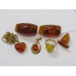 MODERN AMBER JEWELLERY, including rings, brooches etc.