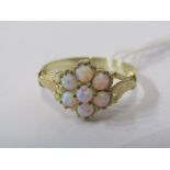 9CT YELLOW GOLD OPAL CLUSTER RING, size P