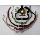 COSTUME JEWELLERY, selection of vintage costume jewellery including beads, ribbons etc.