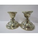 SILVER CANDLESTICKS of squat form, 3" (8cm) high, London HM a/f