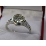 18ct WHITE GOLD DIAMOND SOLITAIRE RING, impressive transitional brilliant cut diamond solitaire in