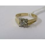 YELLOW GOLD, tests 14ct & diamond cluster ring, total diamond weight of approx. 0.30ct, size M