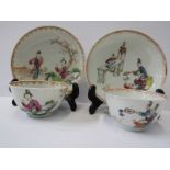 ORIENTAL CERAMICS, Famille Rose tea bowls and saucer, decorated with Mother and Children (rim