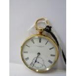18ct YELLOW GOLD GENTLEMAN'S OPEN FACED POCKET WATCH, by Stadtmuller of London, presented to W
