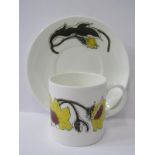 SUSIE COOPER, set of Wedgwood "Black Eyed Susan" pattern, 6 coffee cans and saucers