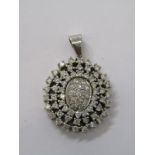18CT WHITE GOLD & PLATINUM DIAMOND CLUSTER PENDANT, snowflake design, weighting approx. 12.7grms,