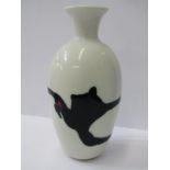 STUDIO POTTERY, Christine-Ann Richards white ground 8" vase with abstract design, stamped "CAR"