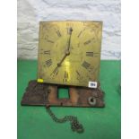 WEST COUNTRY LONG CASE CLOCK MOVEMENT, early 19th Century brass square faced 30 hour clock